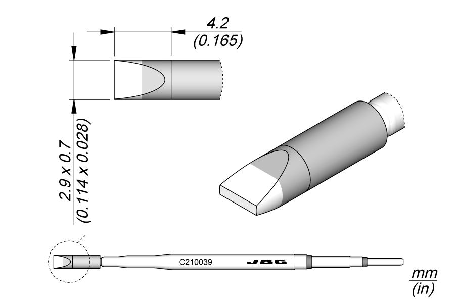 C210039 - Chisel Cartridge 2.9 x 0.7